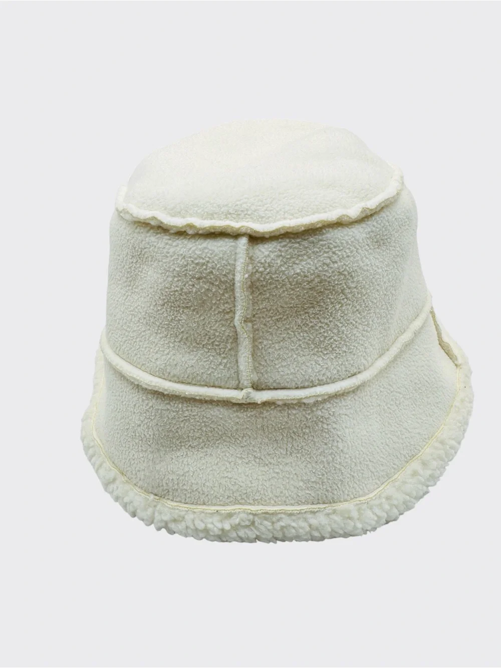 Lands’ End Ivory Sherpa Fleece Bucket Hat Cozy Winter Teddy Hat Medium